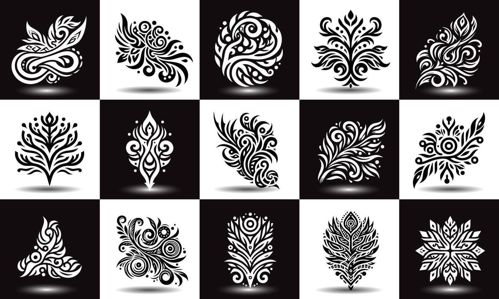 set of floral ornament. decorative frames and borders. vector