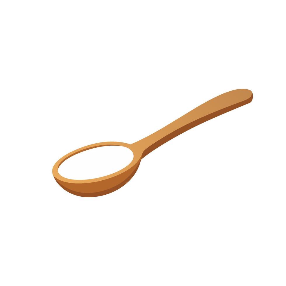 Wooden spoon with salt isolated flat illustration on white background vector