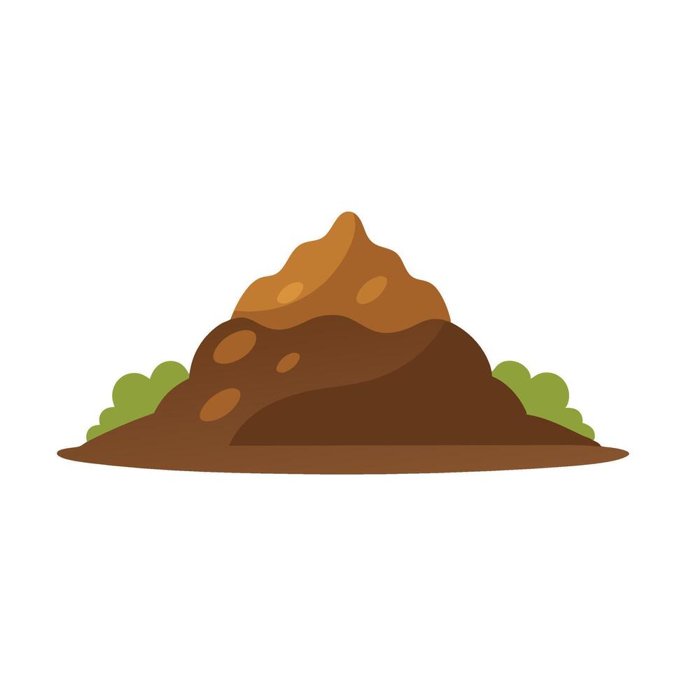 Soil, dirt pile isolated flat illustration on white background. vector
