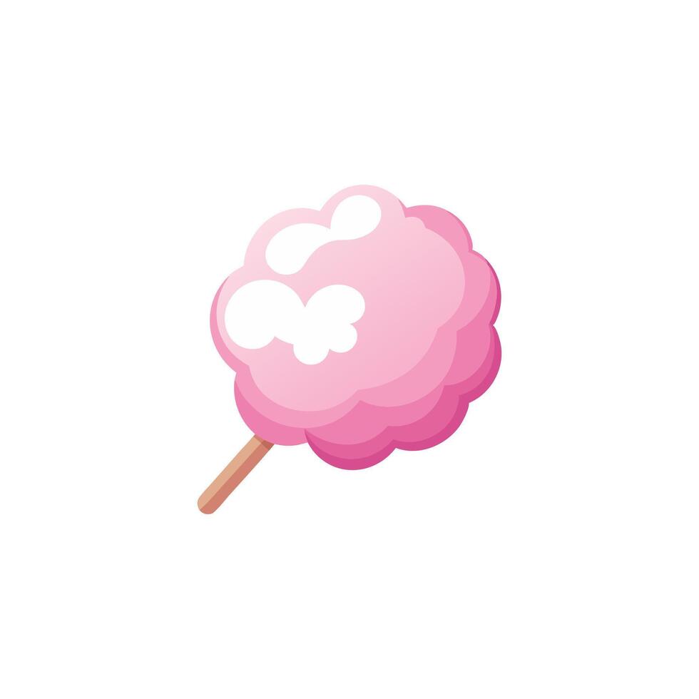 Pink cotton candy isolated flat illustration on white background vector