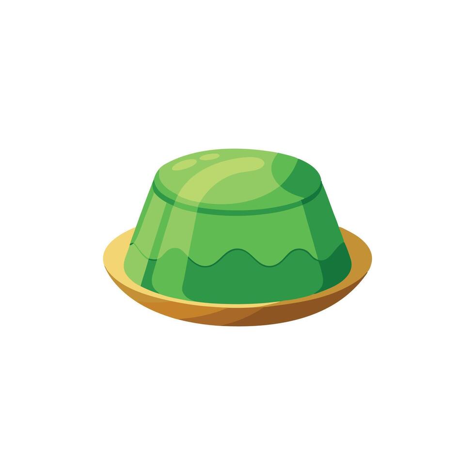 Green jelly dessert isolated flat illustration on white background. vector