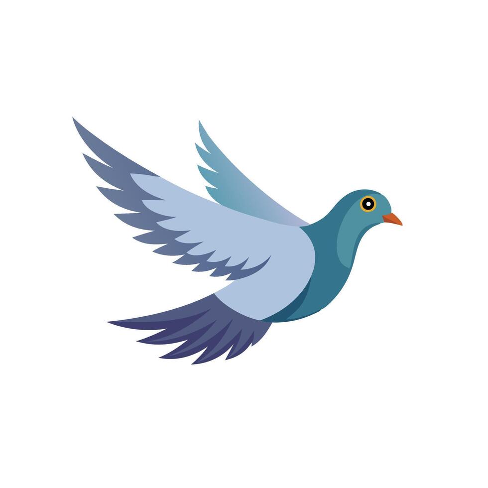 Pigeon fly isolated flat illustration on white background vector