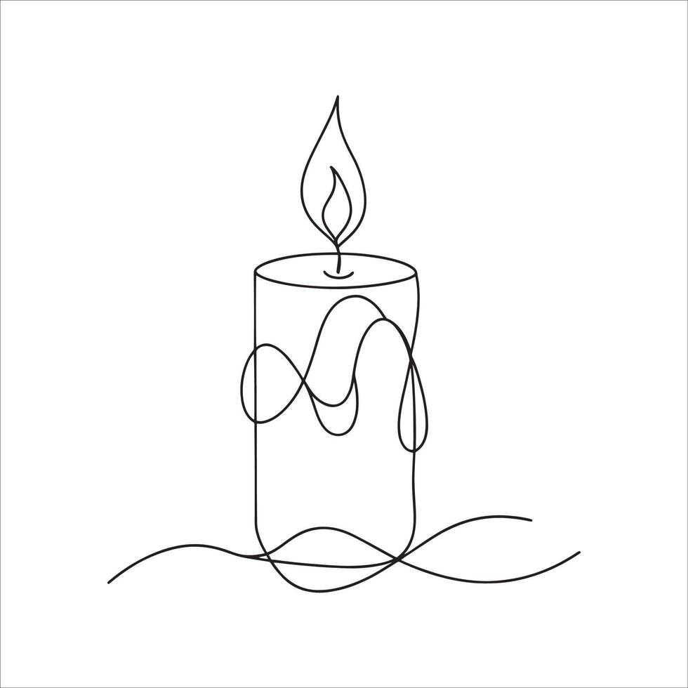 Candle Continuous line art flat illustration vector