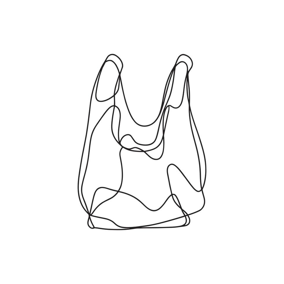 Plastic bag Continuous line art flat illustration vector