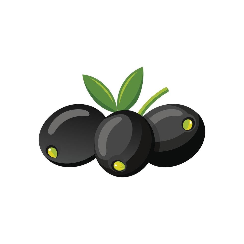 Black olives isolated flat illustration on white background. vector