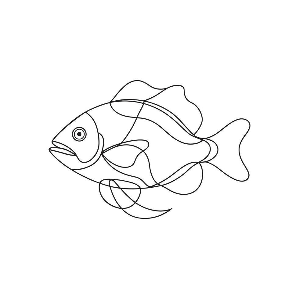 Tilapia Continuous line art flat illustration on white background. vector