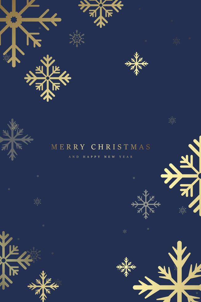 A gold snow flakes on blue background. Merry christmas modern luxury design art decoration for greeting card cover template holiday design.on blue gradient background vector
