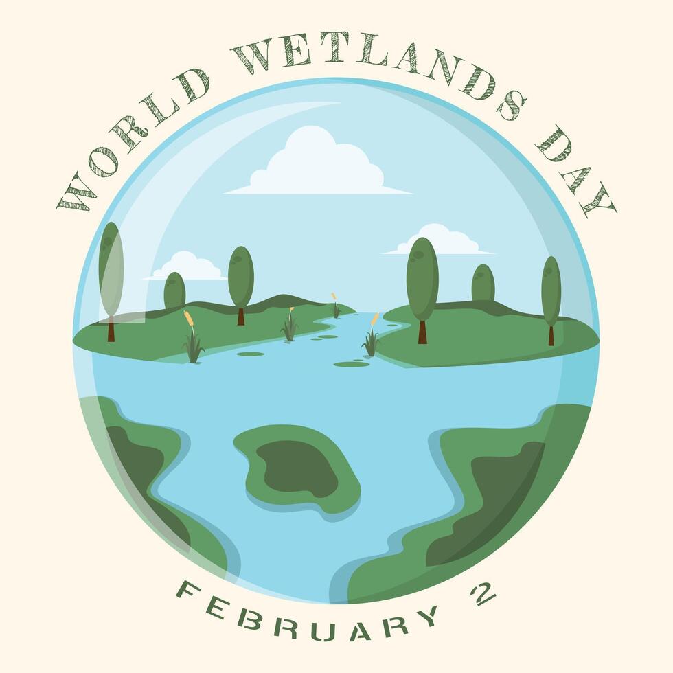 World Wetlands Day poster with wetland ecosystems on earth vector