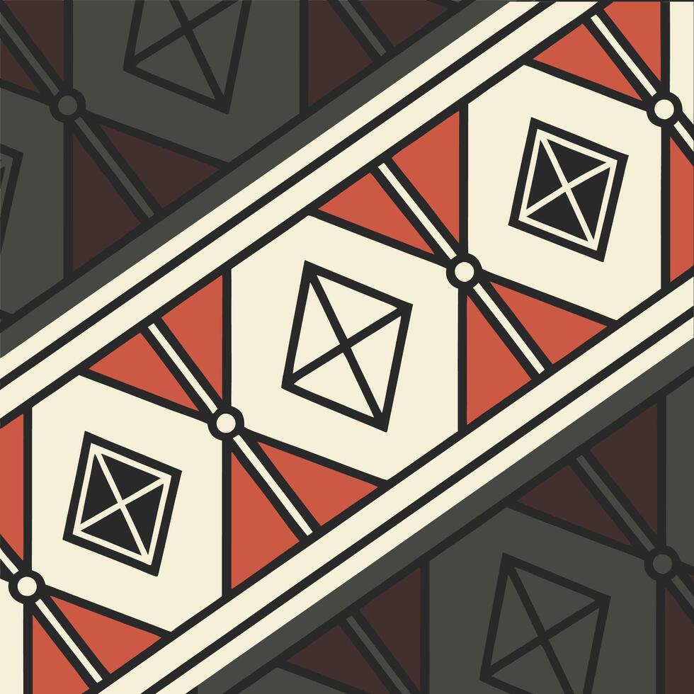 A red and black geometric pattern with a diamond shape vector