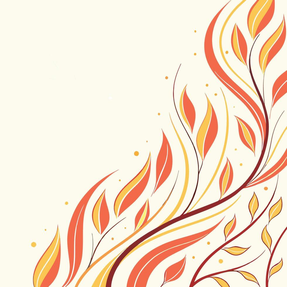 A colorful abstract background with flames and leaves vector