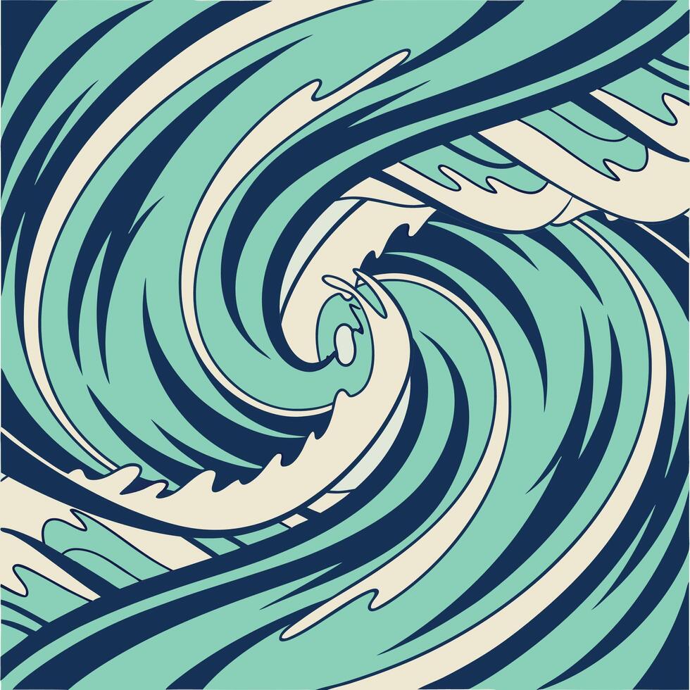 A blue and white wave pattern with a swirl abstract background vector