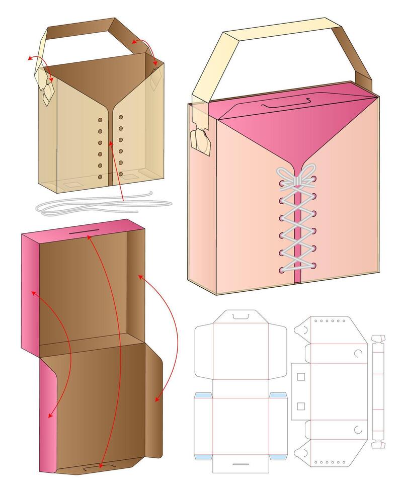 Box packaging die cut template design. 3d mock-up vector