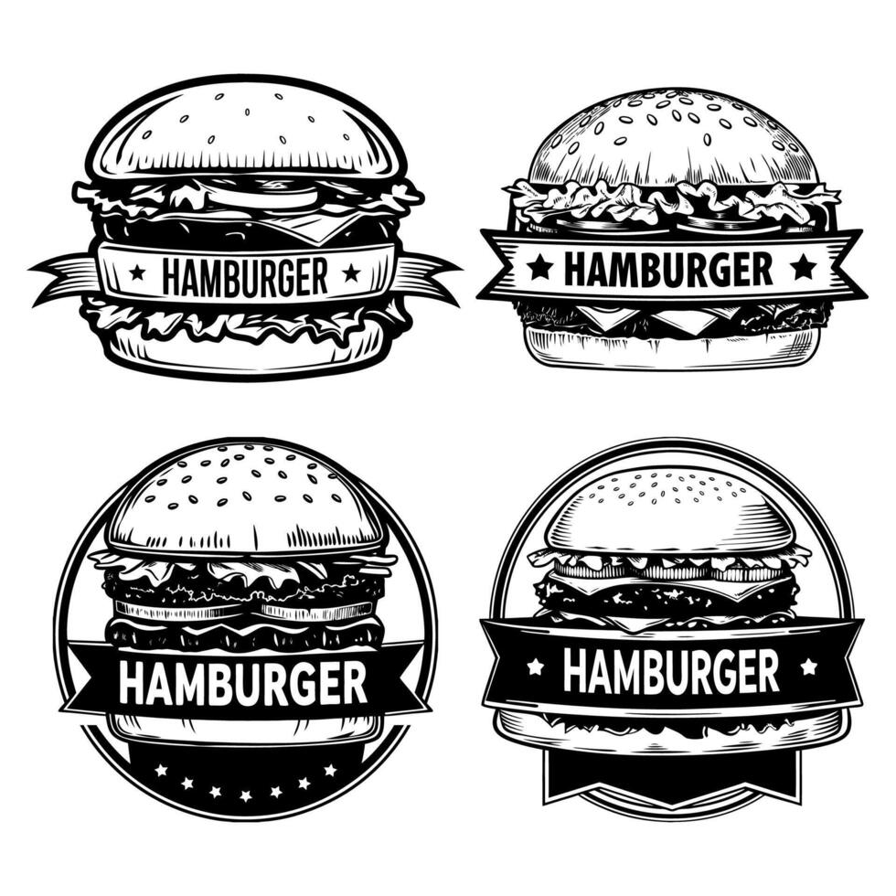 hamburger logo set retro style vector