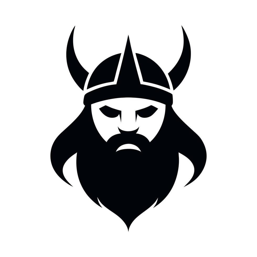 Viking head silhouette icon design vector