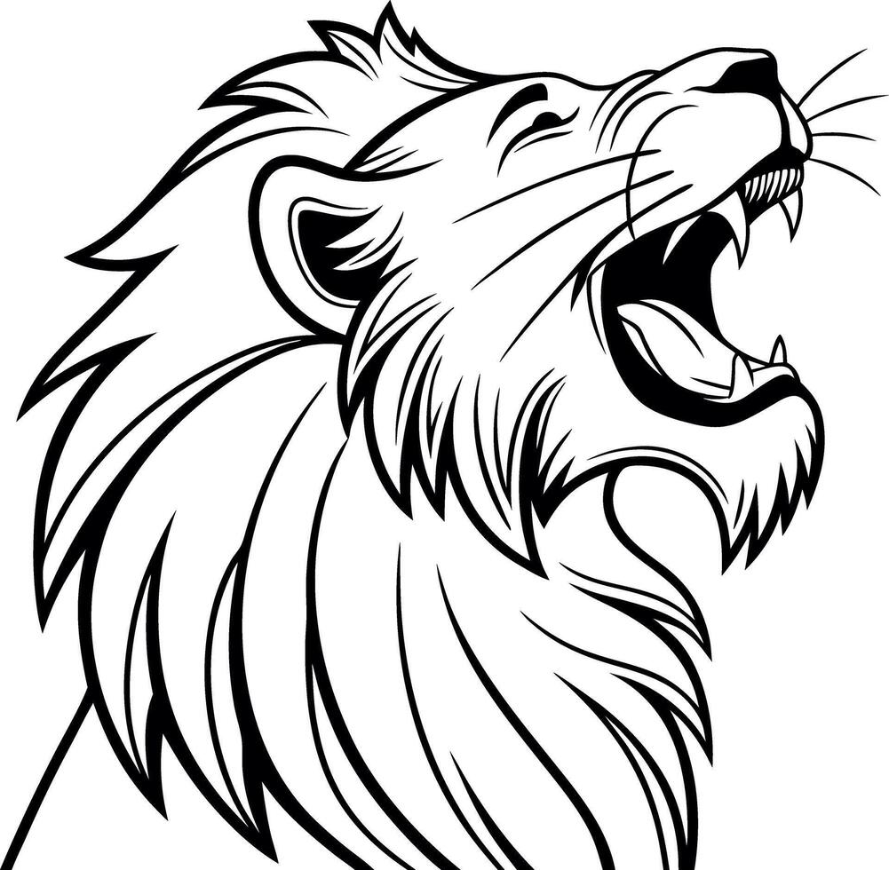 Lion line art silhouette icon design vector