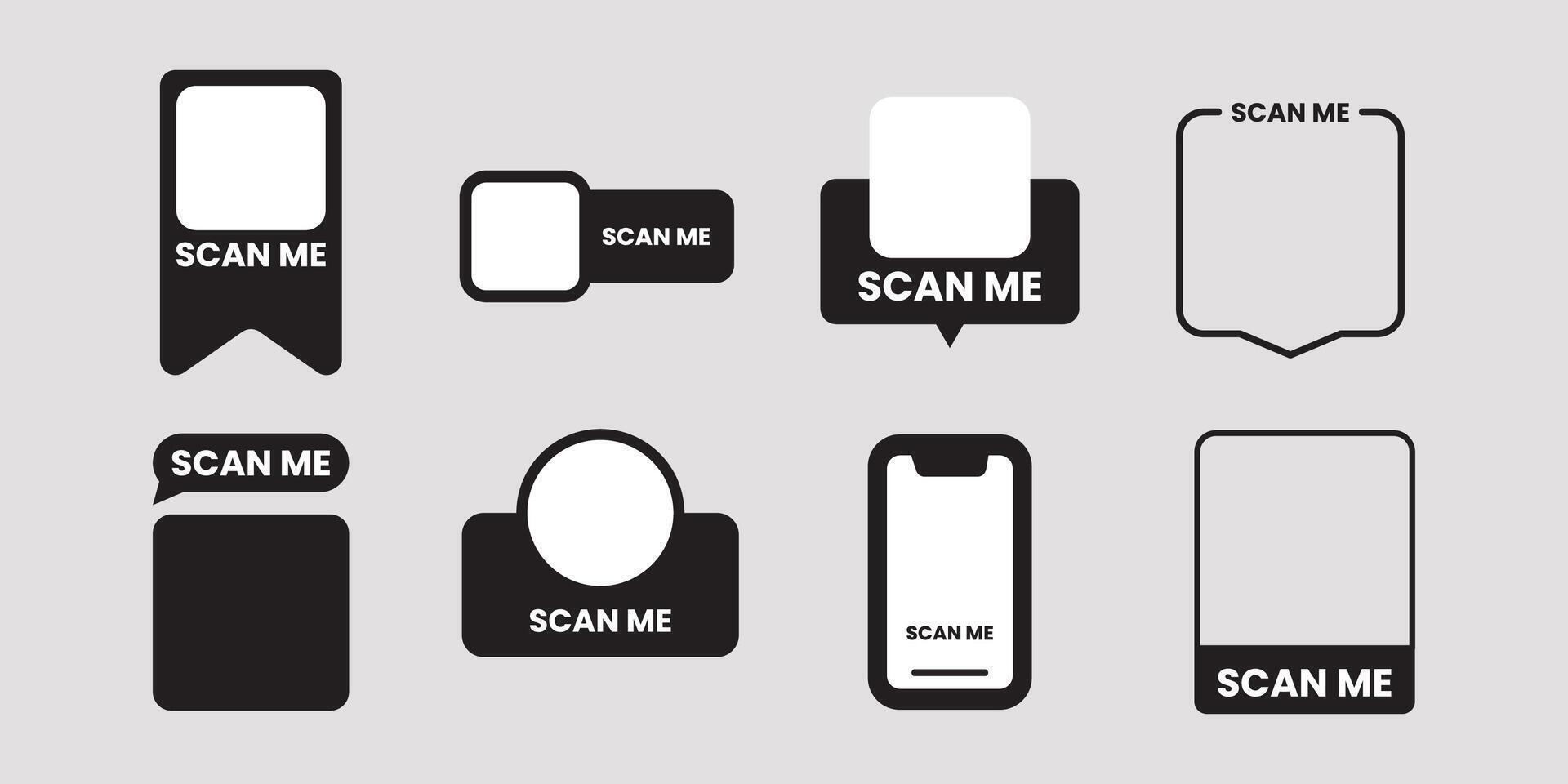 QR codes for smartphone. QR code with inscription scan me with smartphone. Scan me icon. Scan qr code icon for payment, mobile app and identification vector