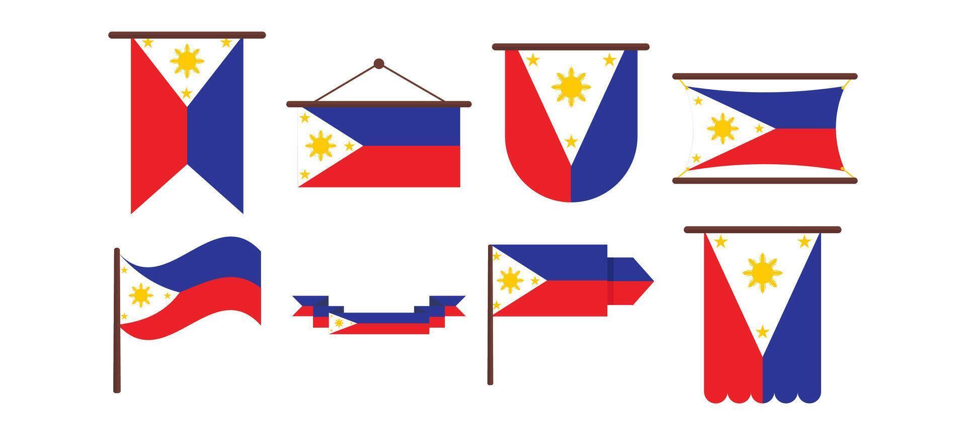 set of the national flag of Philippines in various creative designs vector