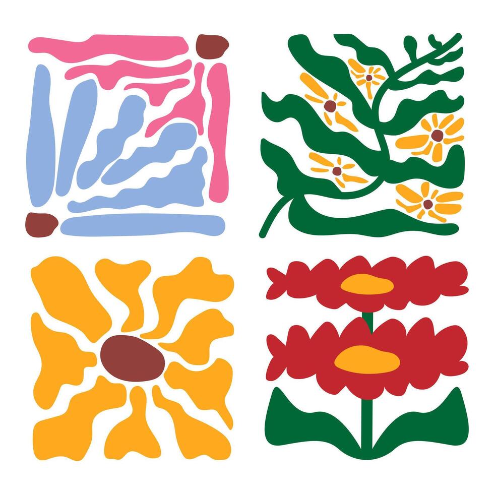 Set of Abstract groovy floral vector