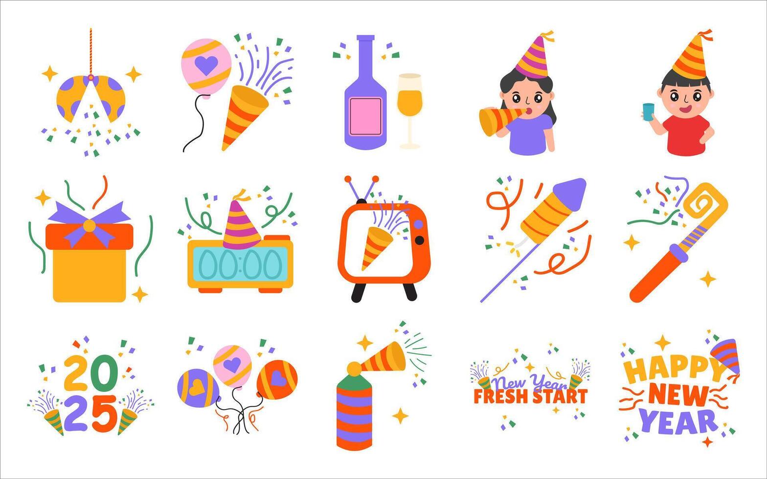 Colletion Set Happy New Year. vector