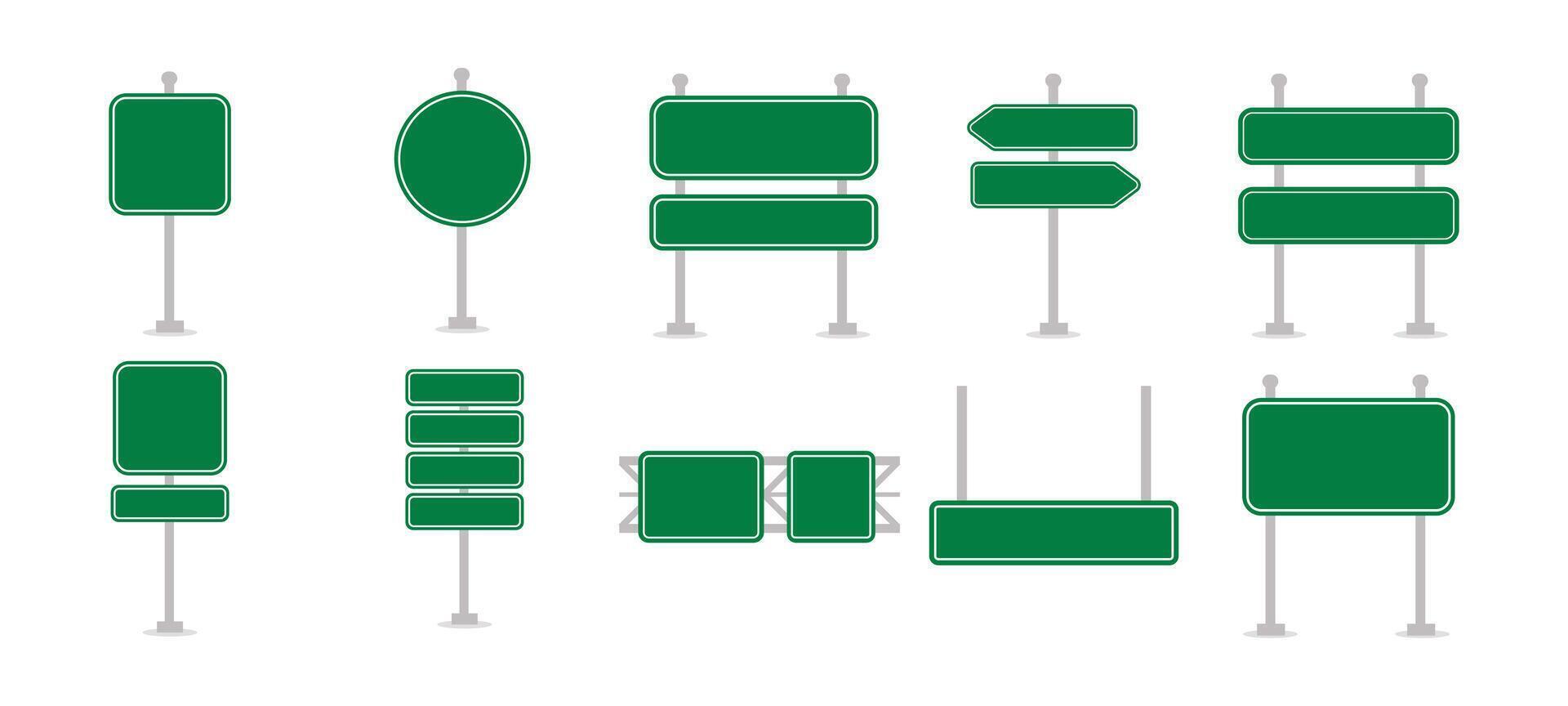 Road green traffic signs set vector