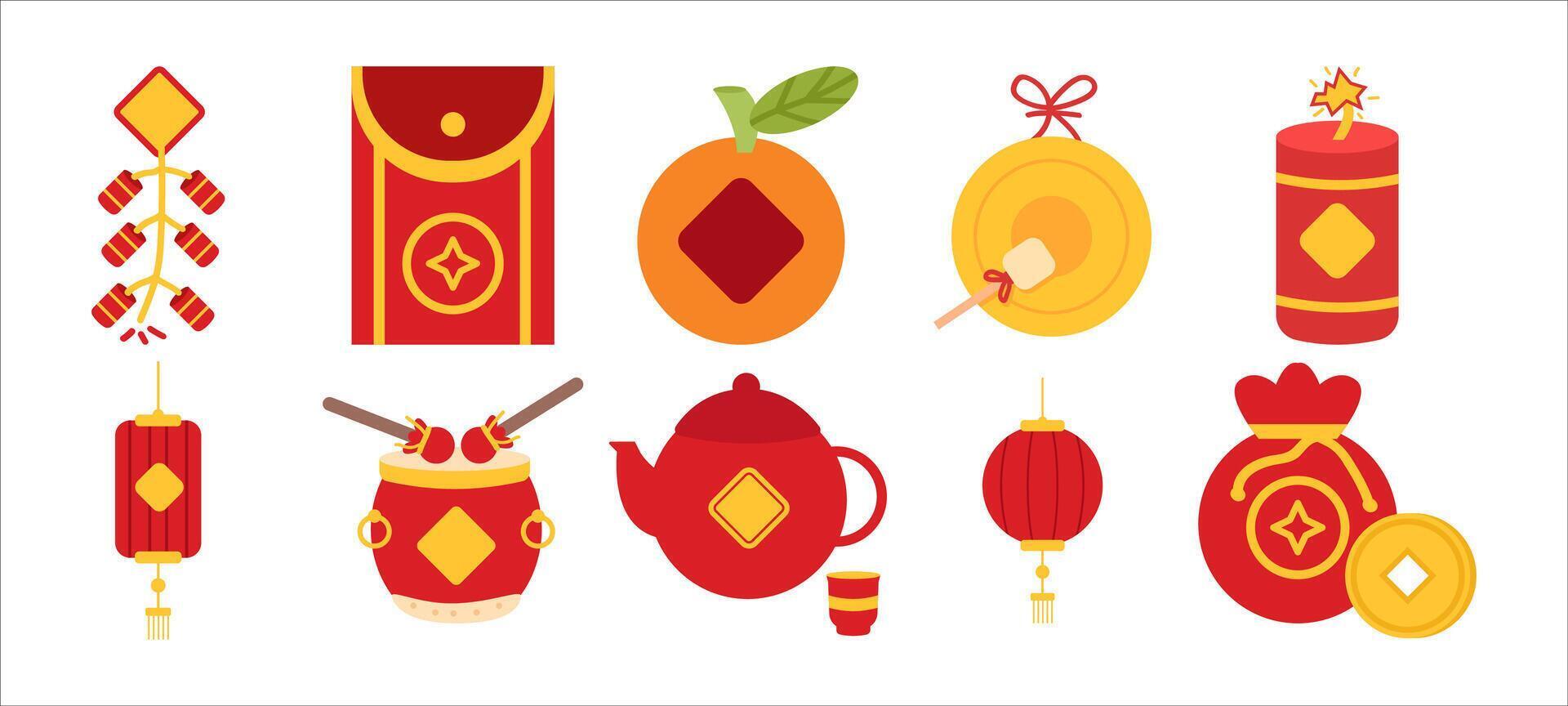 Collection Set Happy Chinese new year 2025 vector