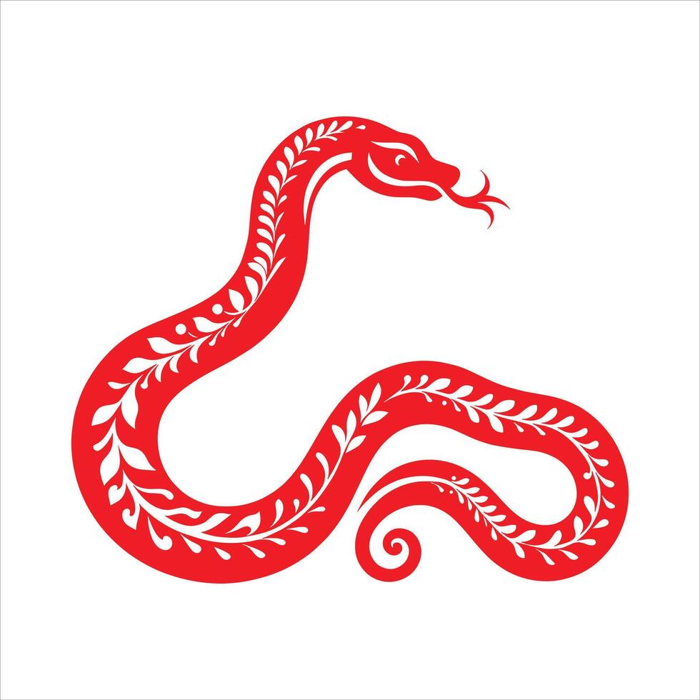 The chinese zodiac snake is red and white vector