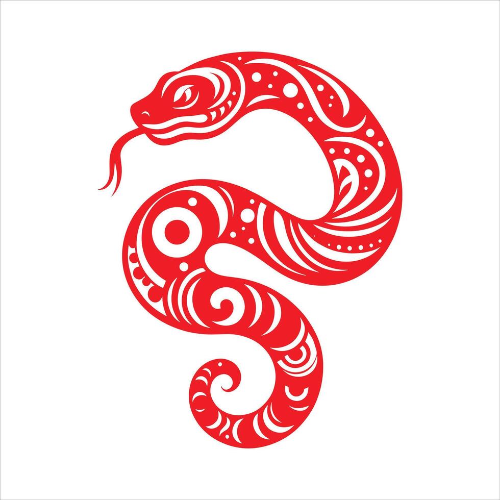 A red snake with a pattern on it vector