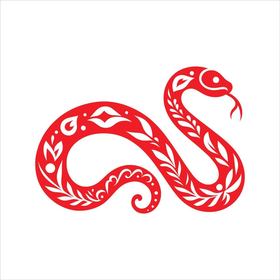 A red snake with a pattern on it vector