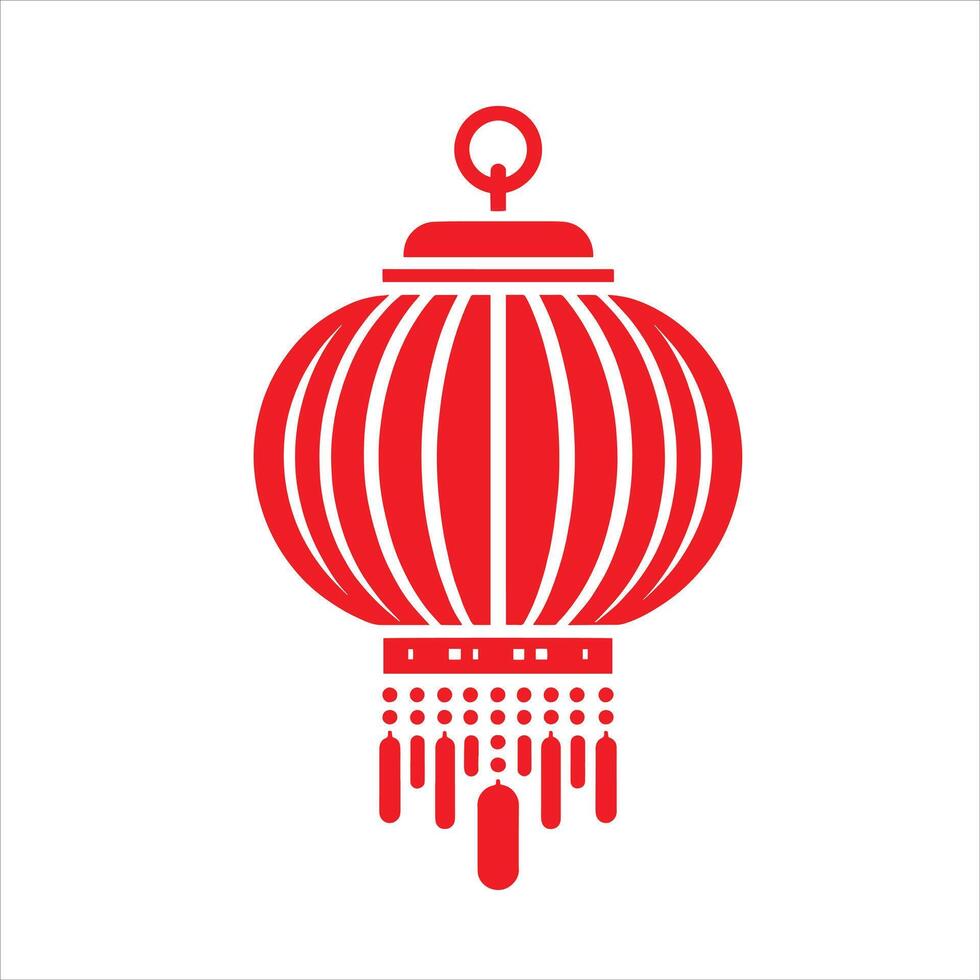 Lunar New Year Traditional Chinese Lantern Red Japan Lantern with Chinese Characters Paper Lamp Silhouette Concept vector