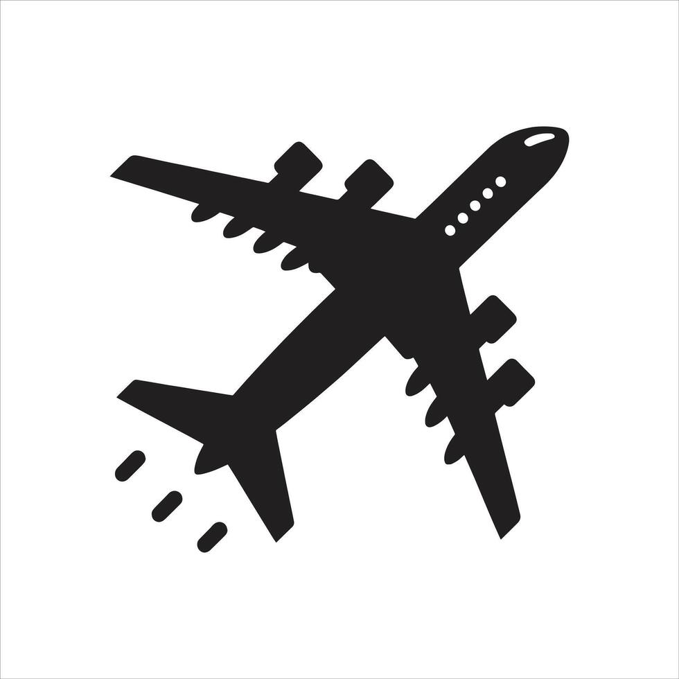 High Quality Black and White Airplane Silhouette Icon Simple Plane Illustration Design vector