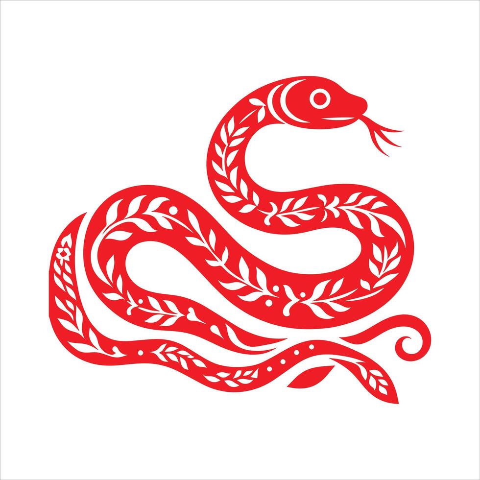 The snake is red and has a leaf pattern vector