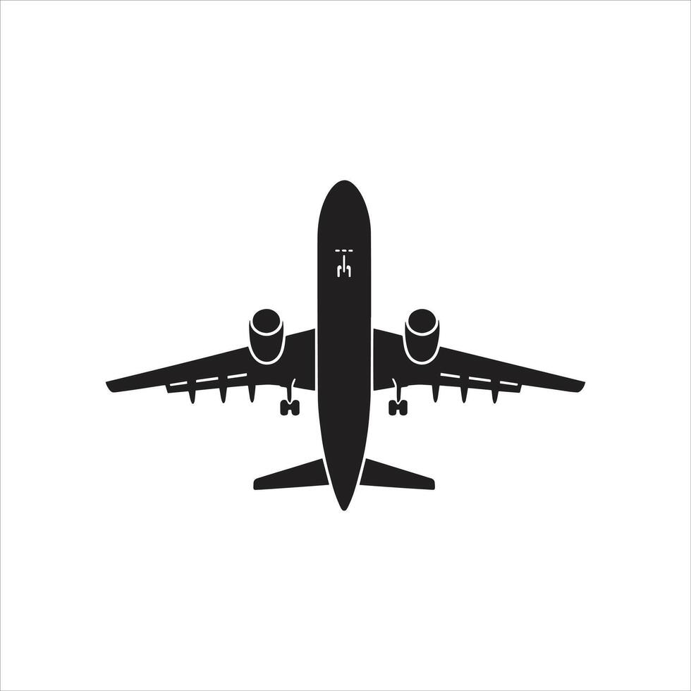 Airplane Black and White Silhouette Icon Versatile Plane Illustration for Projects vector
