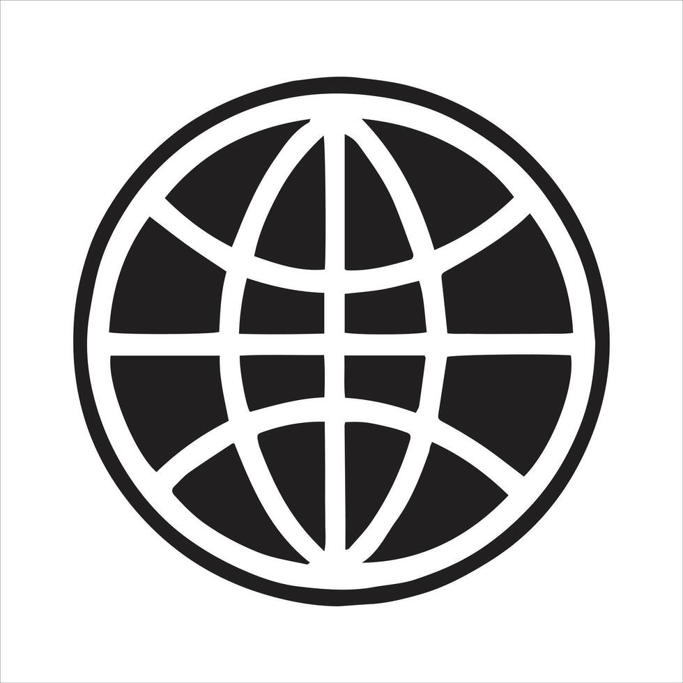 Internet Web Icon World Sign Black and White Silhouette of Globe Earth Free Illustration vector