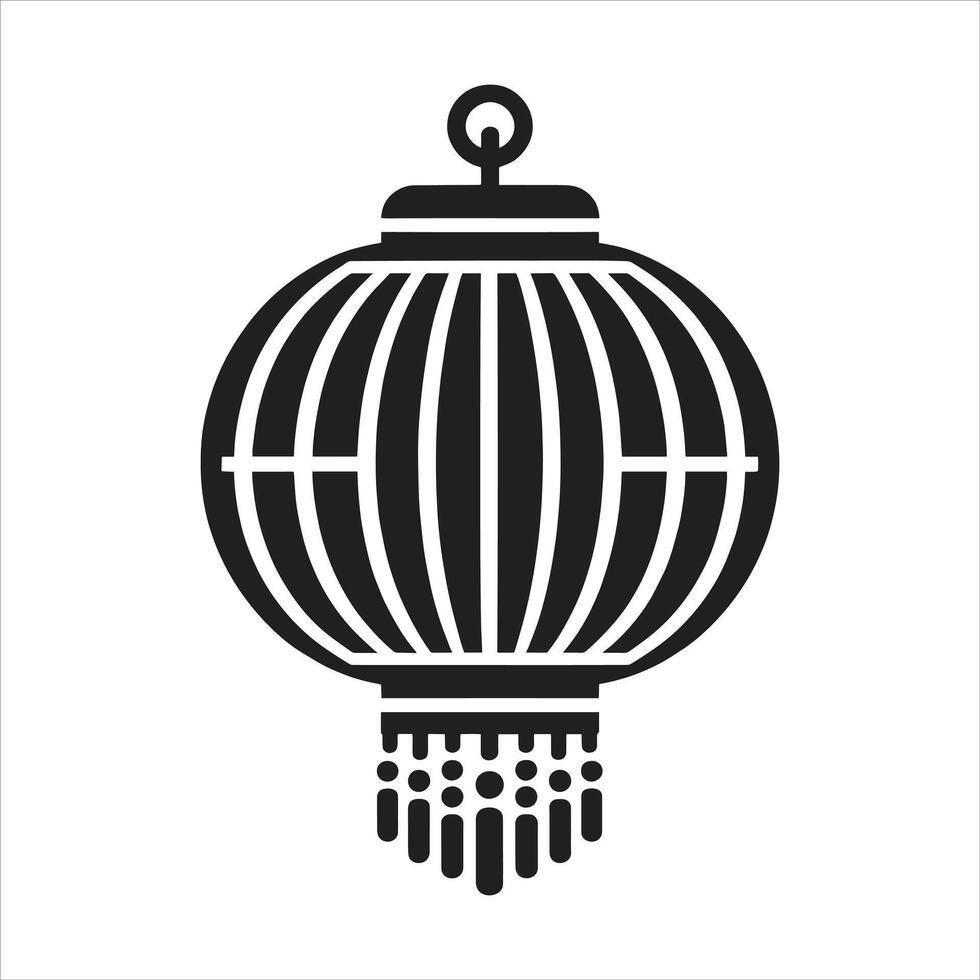 Japan Lantern with Traditional Chinese Lantern and Lunar New Year Paper Lamp Black and White Silhouette vector