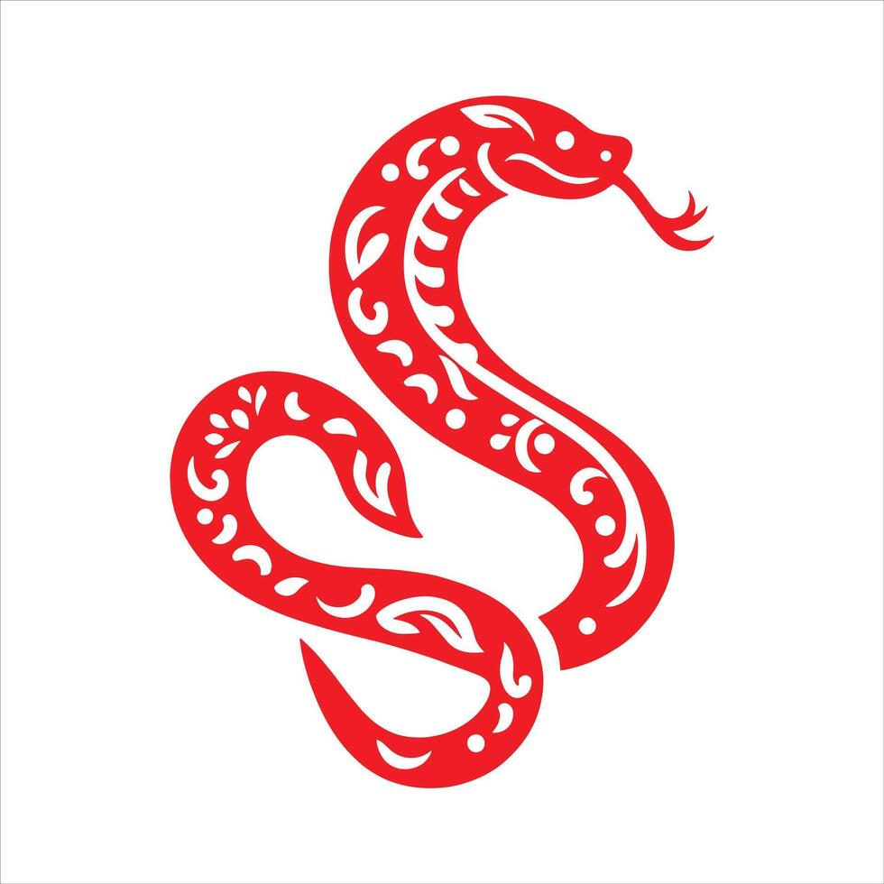 The snake is red and has a pattern on it vector