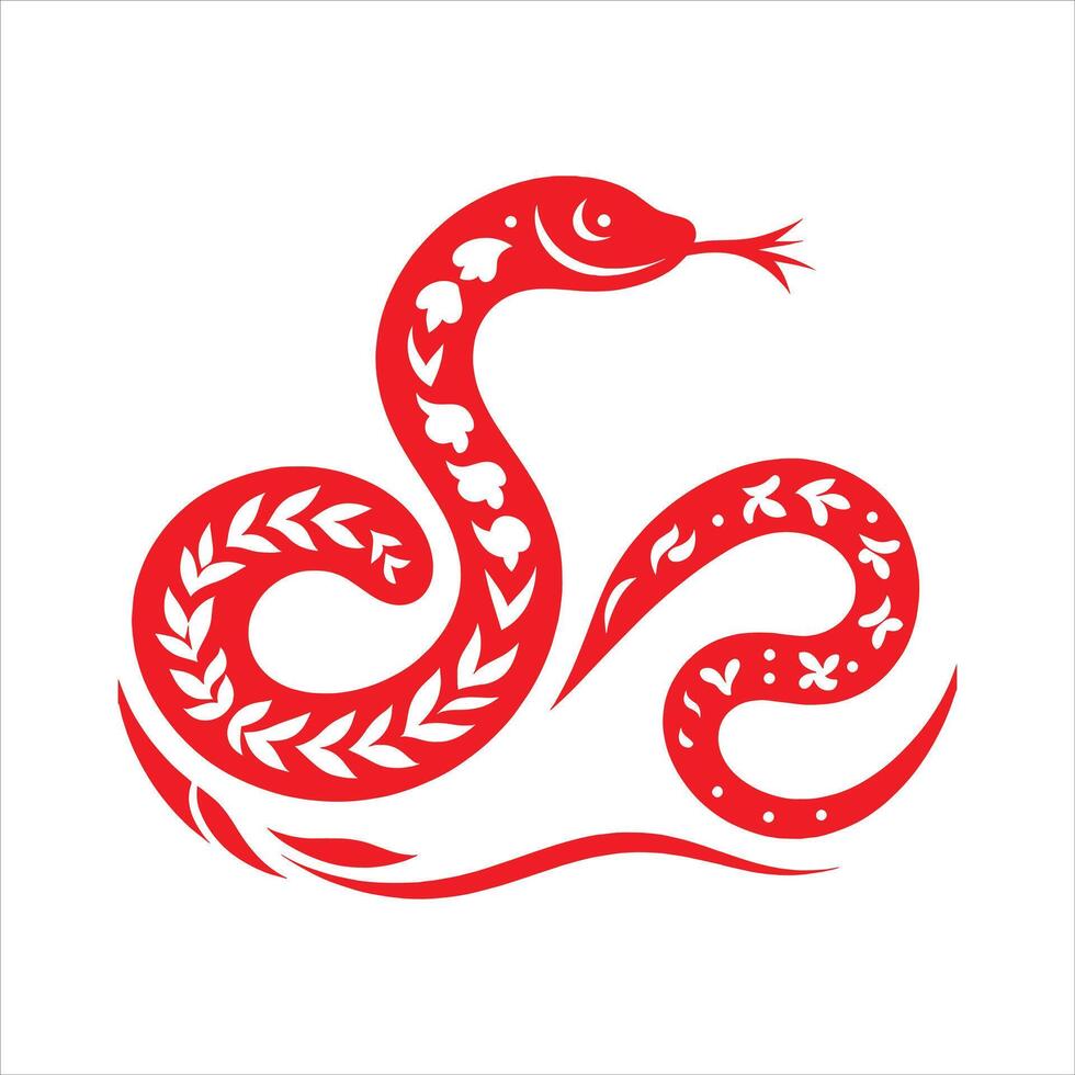 The chinese zodiac snake is red and has a pattern vector