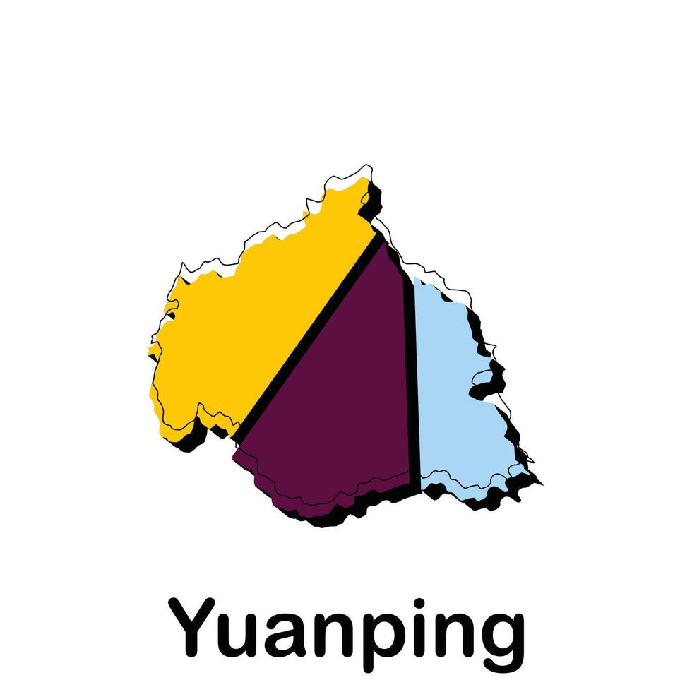 Map of Yuanping City, map technology with outline style modern design template, China map suitable for your company vector