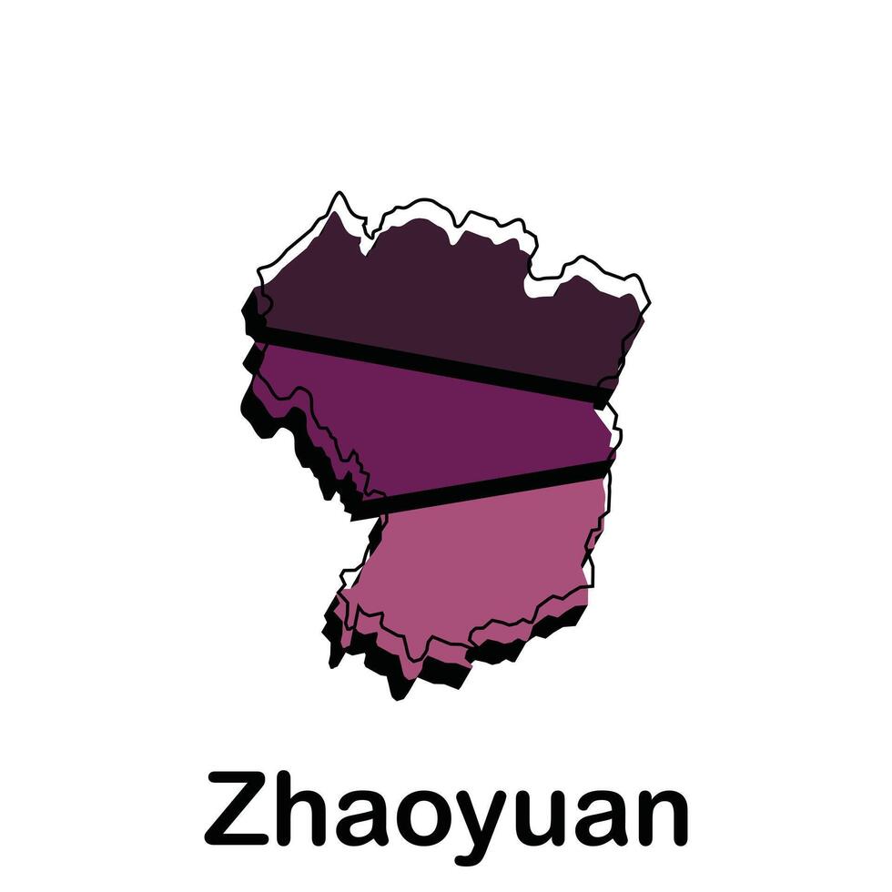 Zhaoyuan City map, map of China Country polygon style geometric simple design template, map on white background vector