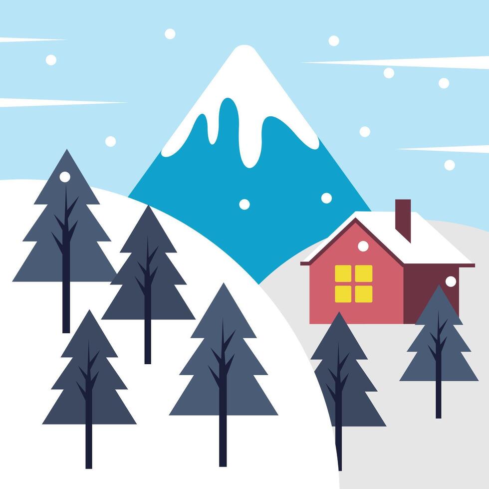House with Tree and Mountains illustration design, illustration Christmas for your company vector