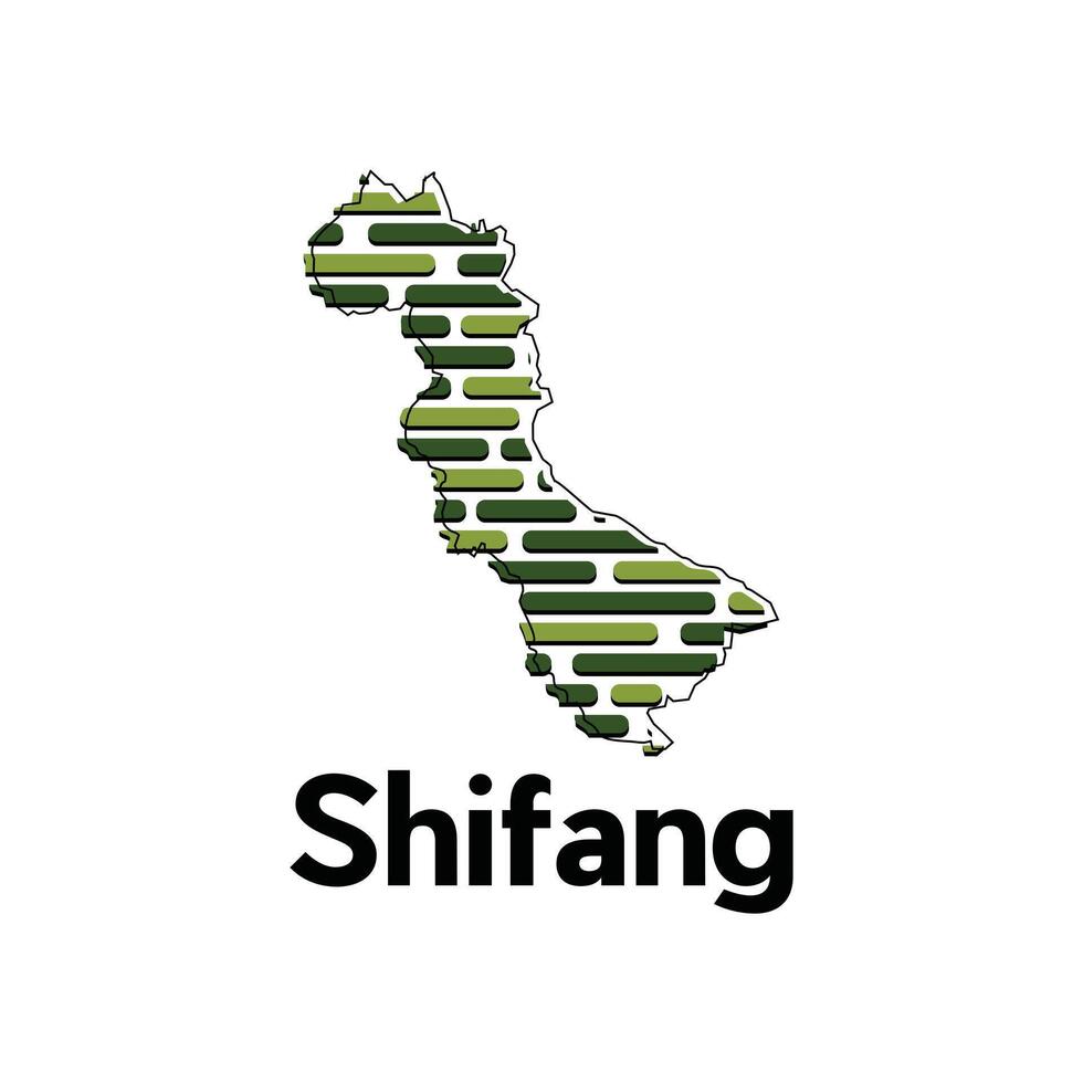 Map of Shifang City, map technology with outline style modern design template, China map suitable for your company vector