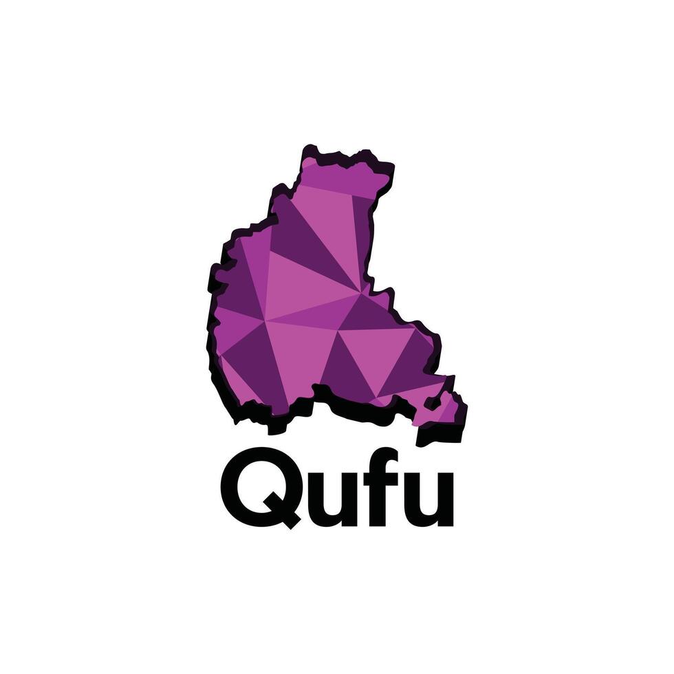 Qufu City map, map of China Country polygon style geometric simple design template, map on white background vector