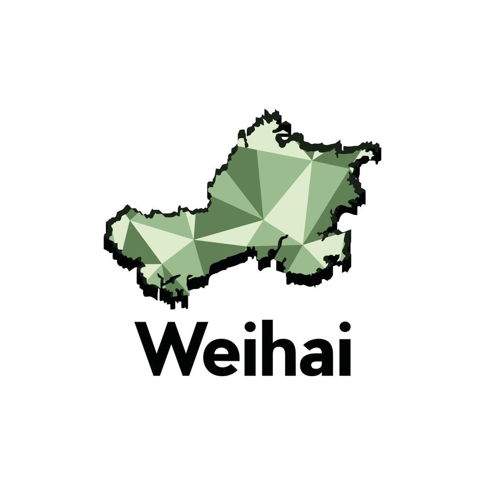 Weihai City map, map of China Country polygon style geometric simple design template, map on white background vector