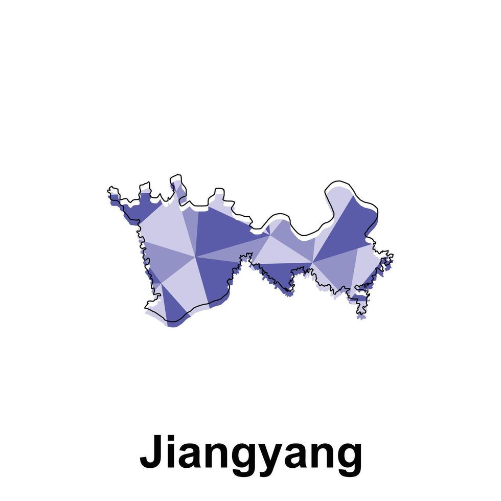 Jiangyang City map, map of China Country polygon style geometric simple design template, map on white background vector