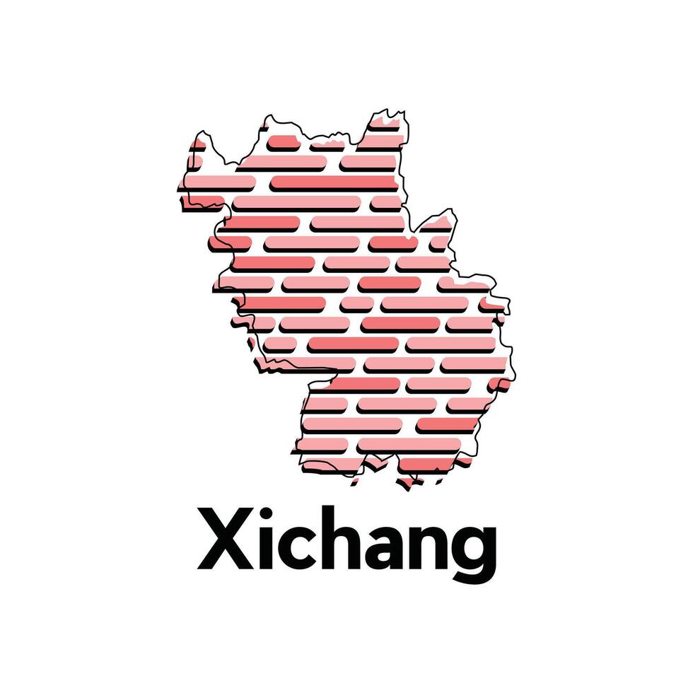 Map of Xichang City, map technology with outline style modern design template, China map suitable for your company vector