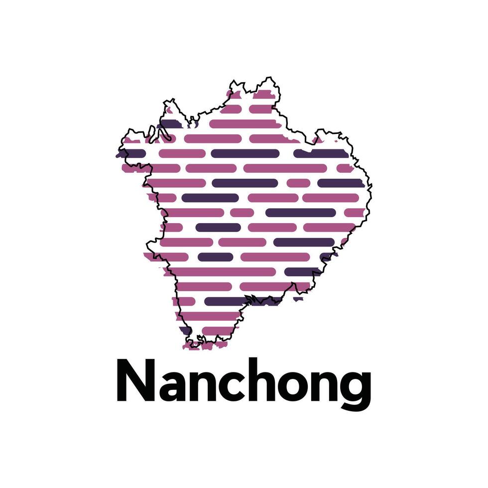 Map of Nanchong City, map technology with outline style modern design template, China map suitable for your company vector