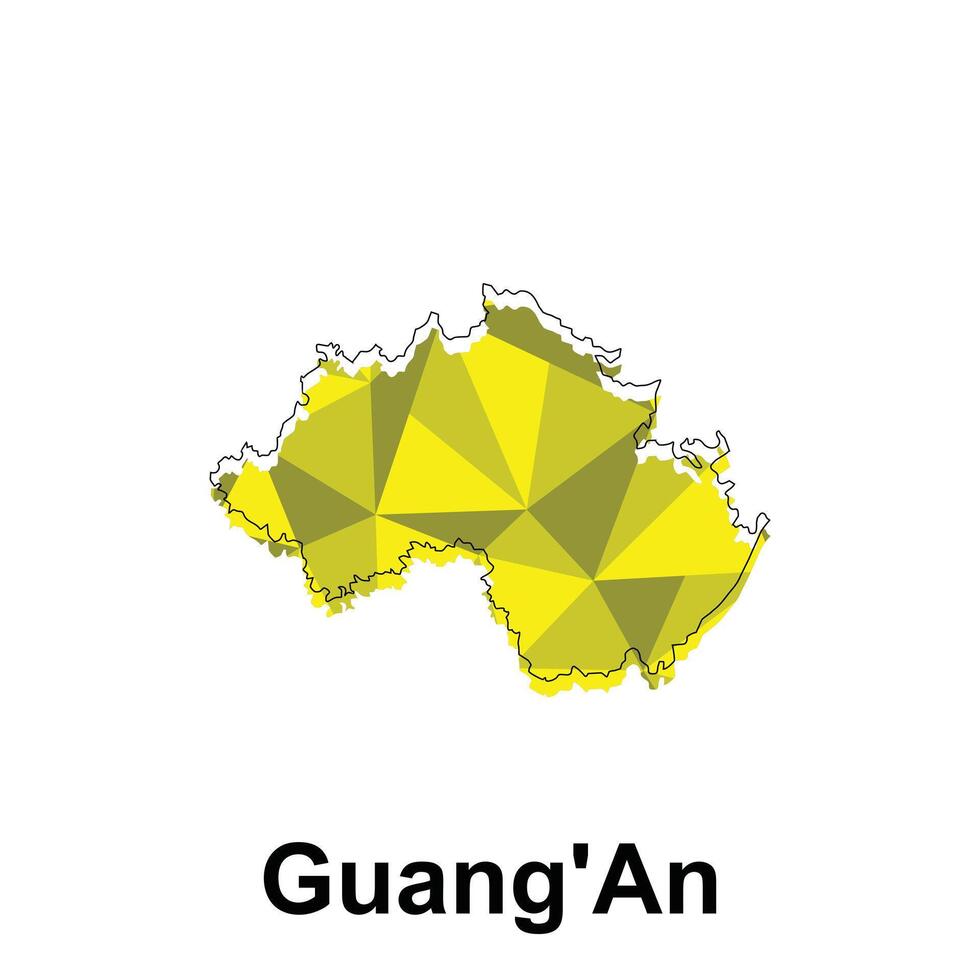 Guang An City map, map of China Country polygon style geometric simple design template, map on white background vector