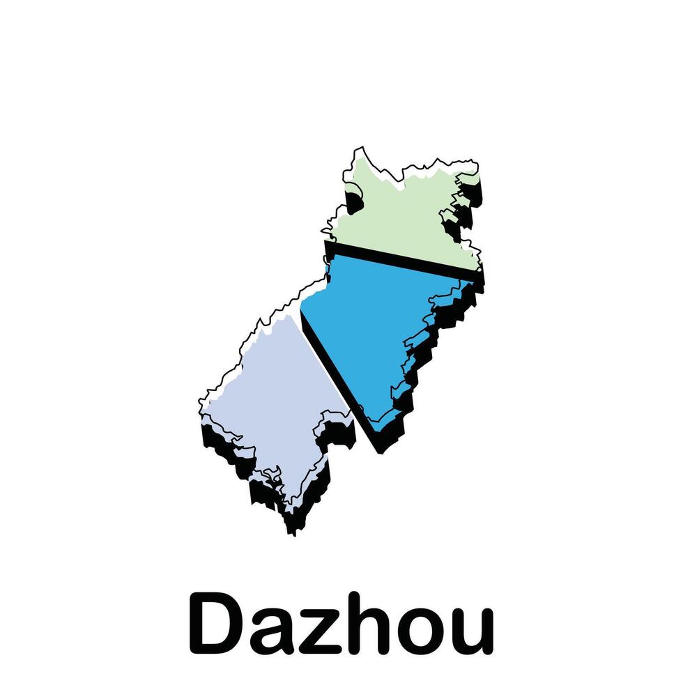 Simple Map City of Dazhou Colorful design template, suitable for your brand, design, and etc vector