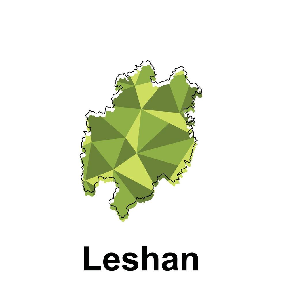 Leshan City map, map of China Country polygon style geometric simple design template, map on white background vector