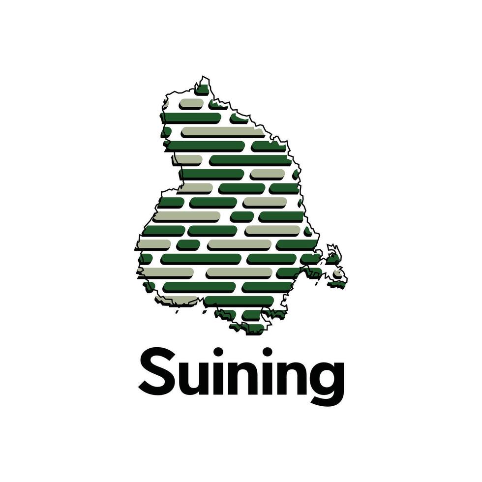 Map of Suining City, map technology with outline style modern design template, China map suitable for your company vector