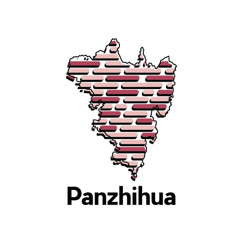 Map of Panzhihua City, map technology with outline style modern design template, China map suitable for your company vector